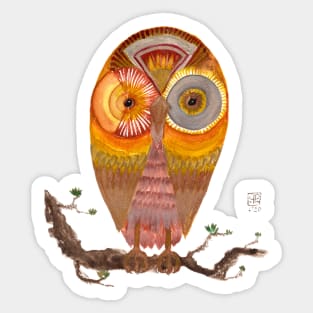 Cute Golden owl watercolor illustration Sticker